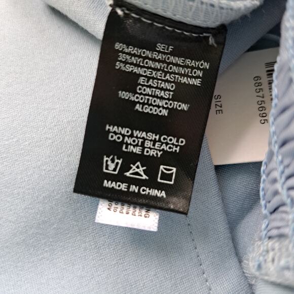 NEW Anthropologie Sunday Brooklyn Ruffled One-Shoulder Crop Top Small Sky Blue - Picture 9 of 9